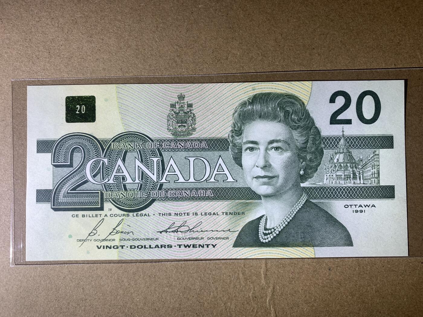 【礼羽收藏】🌏世界钱币拍卖第122期 【AVH6699529】全新UNC 加拿大20加元纸币 女王钞 无47尾9