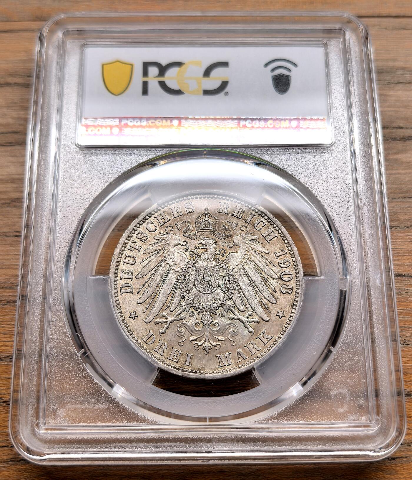 凡希社世界钱币微拍第三百十九期 1908A德国普鲁士3马克银币PCGS-MS63