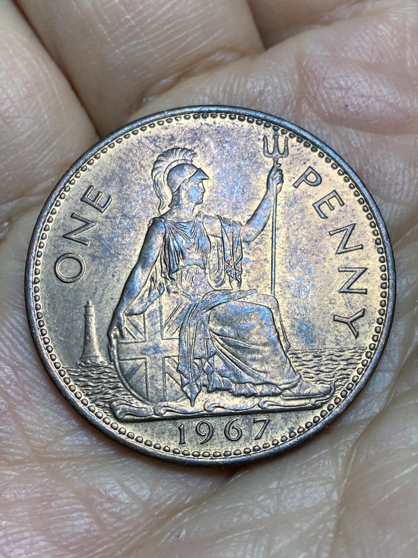 2026年第十五场(总第一百八十四场）外国好品散币场(免佣金) 带光好品–英国🇬🇧1967年1便士(伊丽莎白二世青年桂冠第二版，普制币关门年)