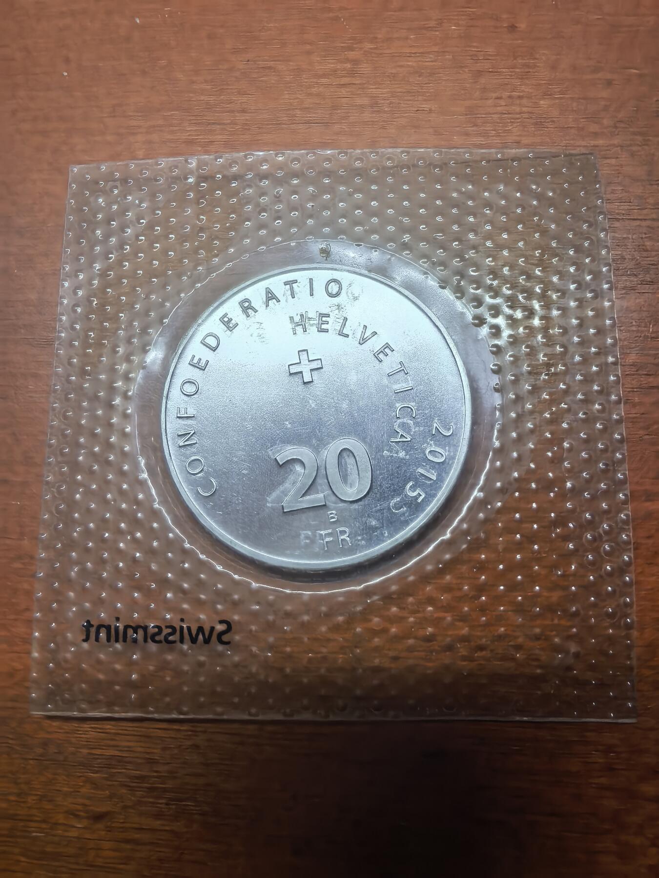 长老汇蛇年精选第九十五场拍卖 2015瑞士体育活动霍努森20法郎银币，20克835银，3.5万枚