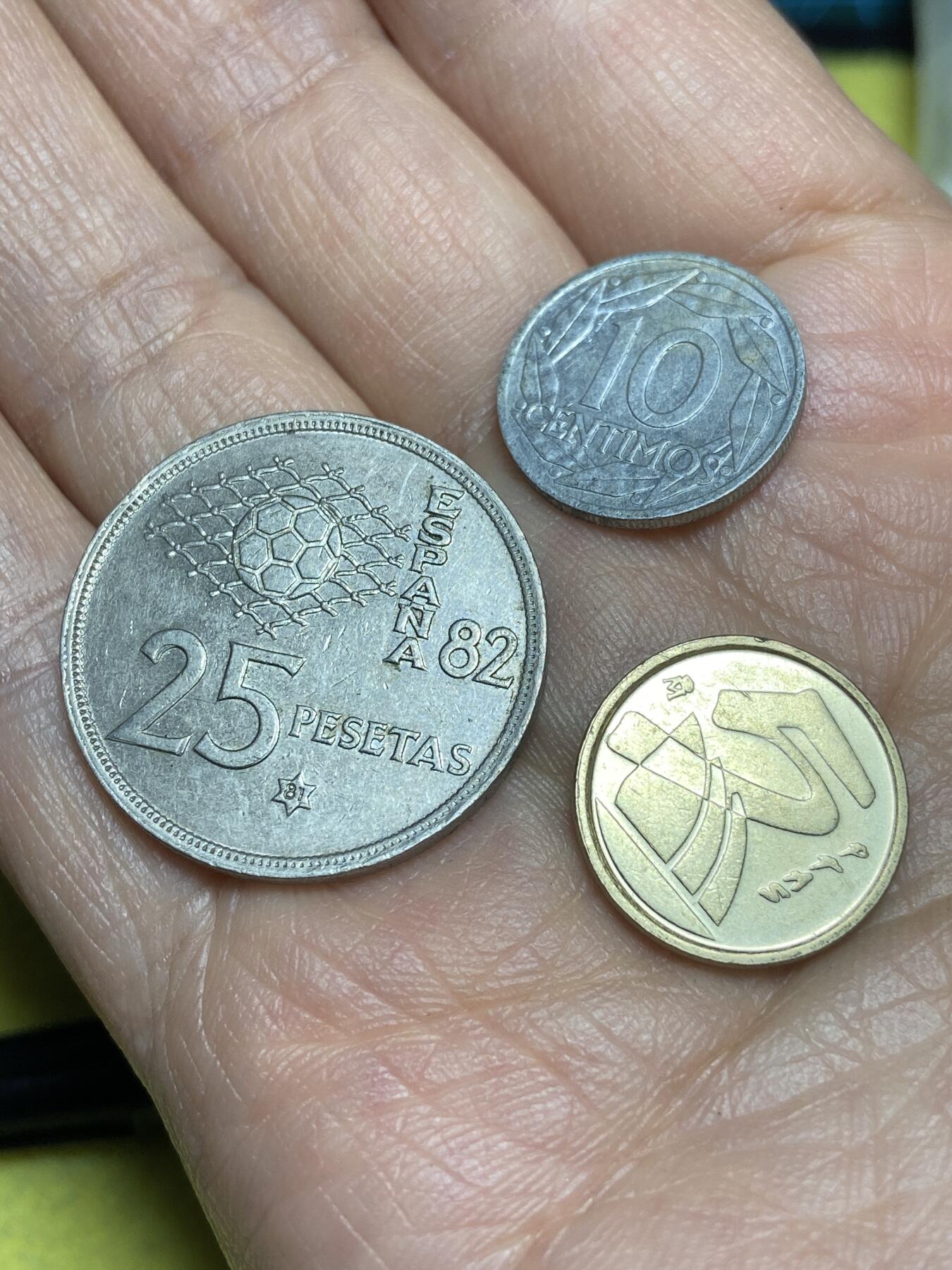 2026年第十五场(总第一百八十四场）外国好品散币场(免佣金) 西班牙🇪🇸3枚：1980年25比塞塔，1959年10分，1992年5比塞塔