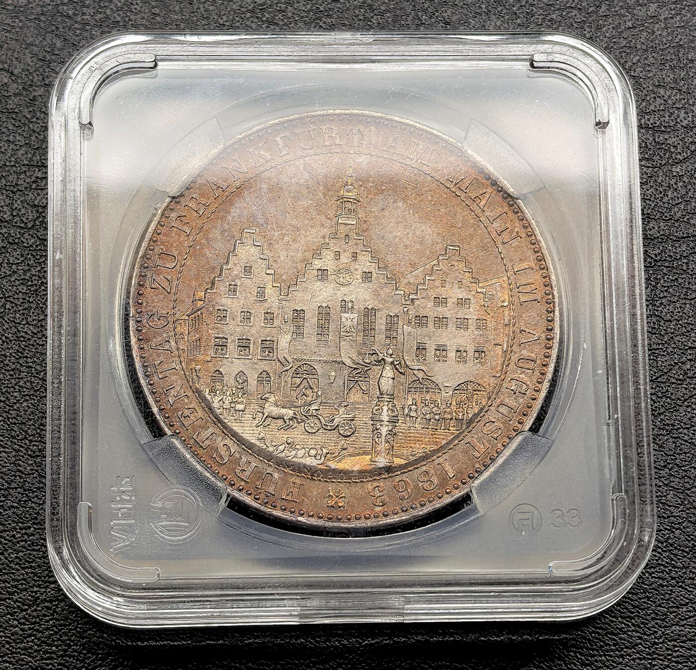 凡希社世界钱币微拍第三百十九期 1863德国法兰克福王子会议纪念泰勒UNC