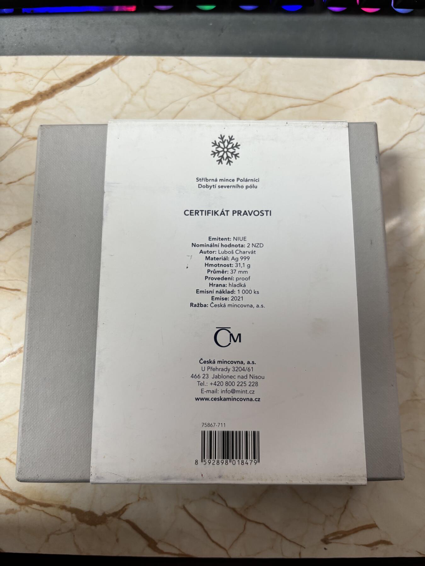 第189期拍卖 纽埃2021年征服北极系列1盎司精制纪念银币，999银，发行1000枚