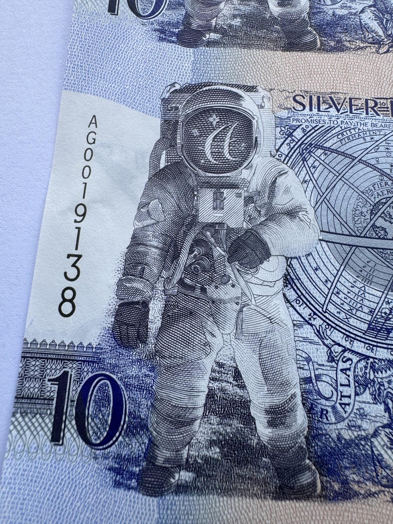 2026第2场（总第229期）：精品测试钞、连体钞综合场 三连体/澳大利亚月银2014年版“月球+宇航员”10元面额凹印纪念券UNC