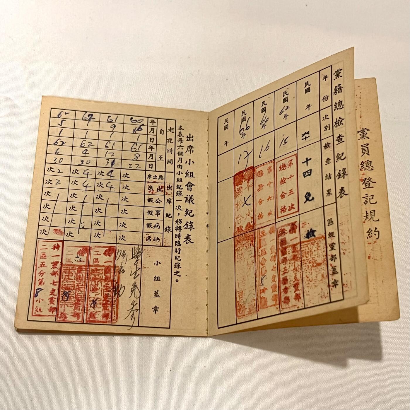 韵星假日拍卖第三十八期 -- Rimey Holidays Auction 38 刘宗地女士（姐）中国国民党党员证附册，含大量会议与党费记录