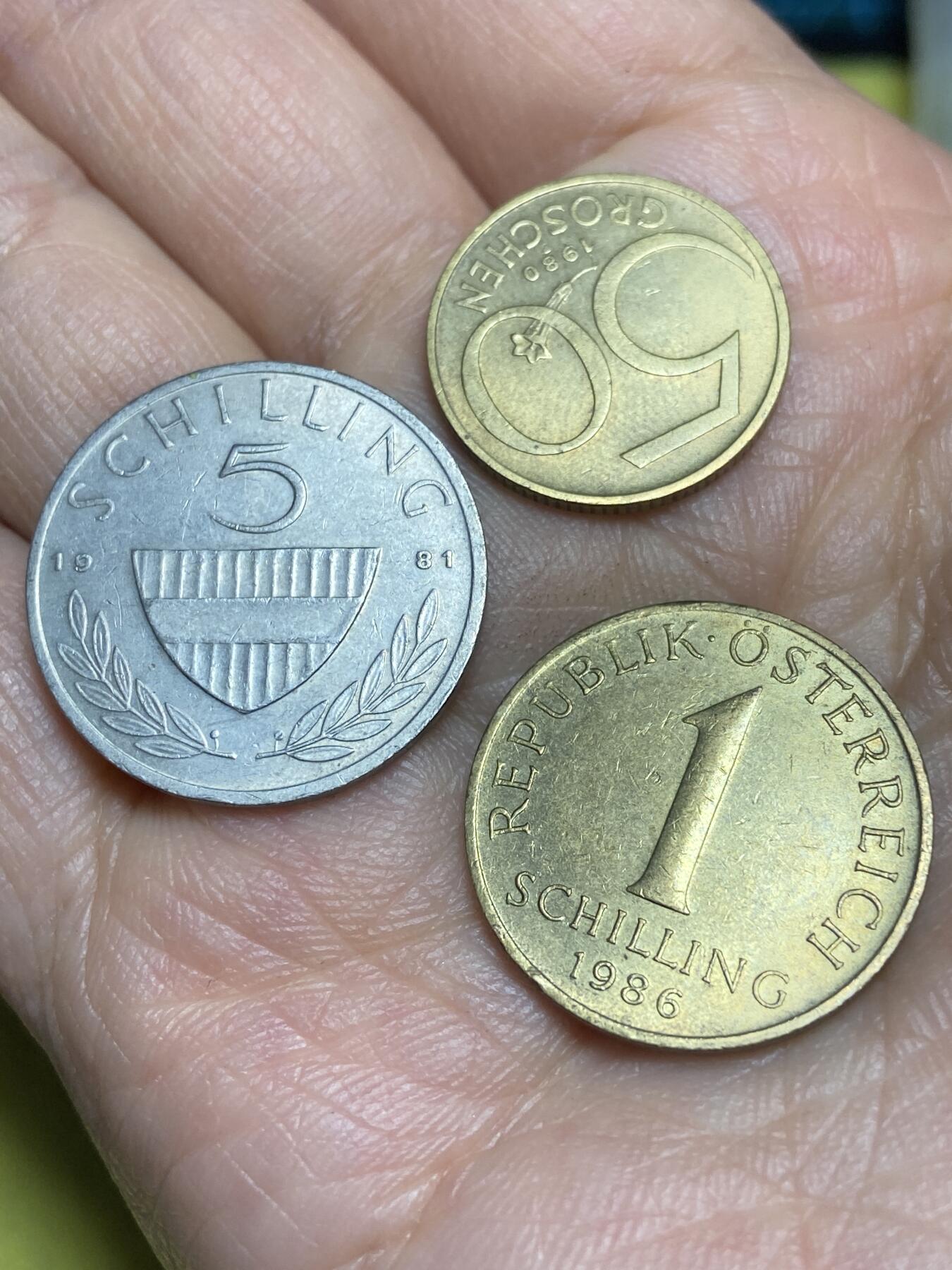 2026年第十五场(总第一百八十四场）外国好品散币场(免佣金) 奥地利🇦🇹3枚：1981年5先令，1986年1先令，1980年50格罗申