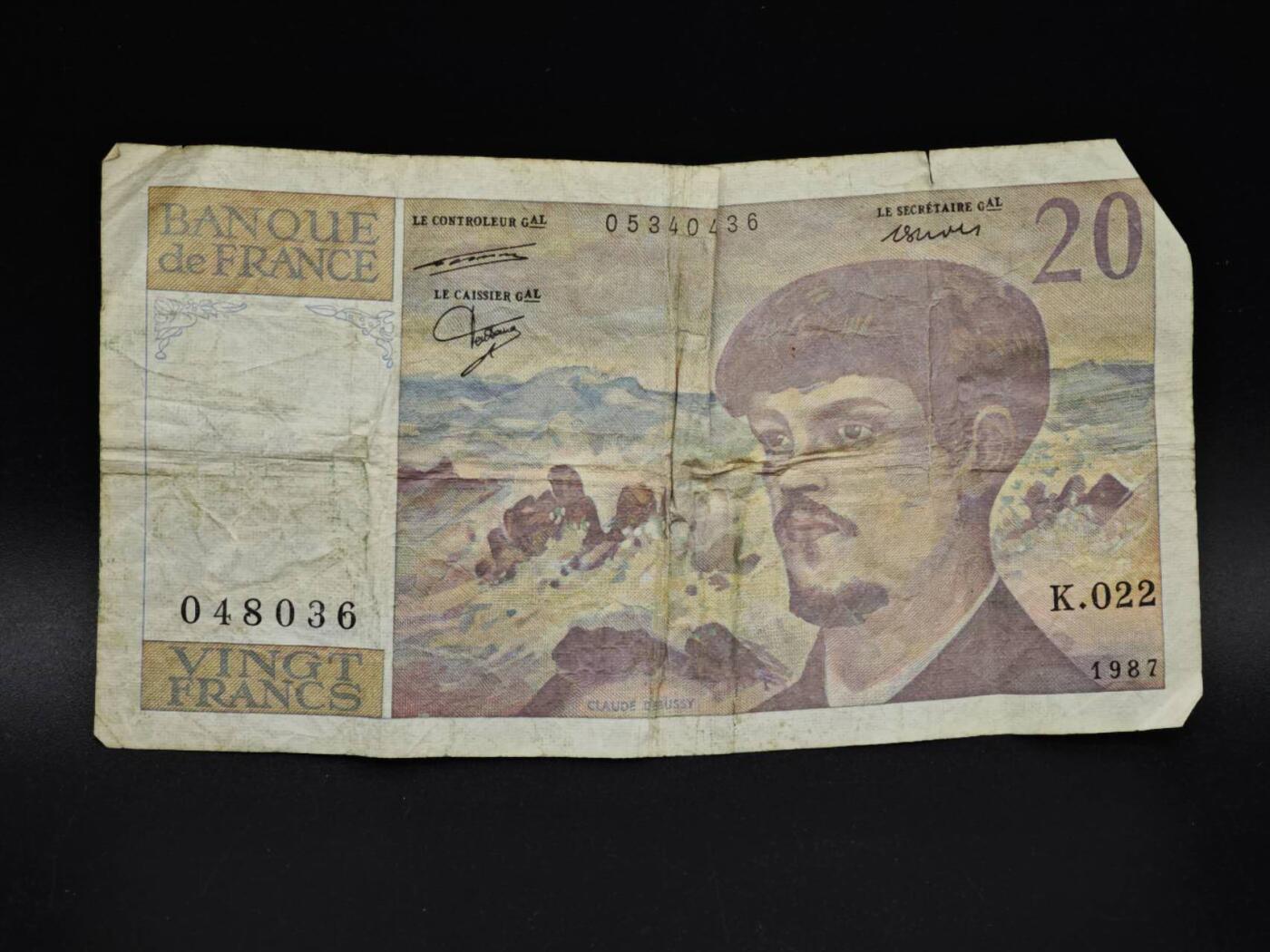 【淘币小摊】实时拍第八百五十四拍   无佣金福利纸币场   满百包邮可预留二周 每周一统一发货   法国20法郎纸币【有折】