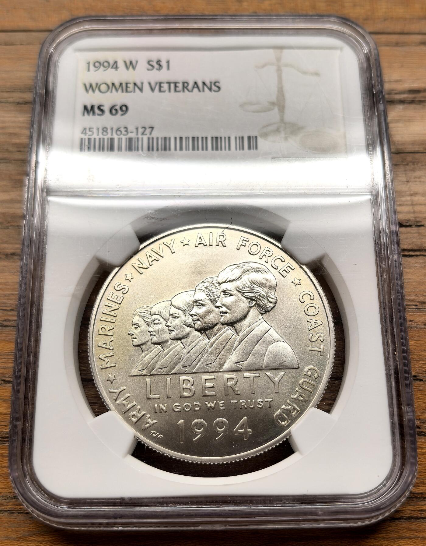 凡希社世界钱币微拍第三百十九期 1994美国妇女志愿者纪念DOLLAR大银NGC-MS69