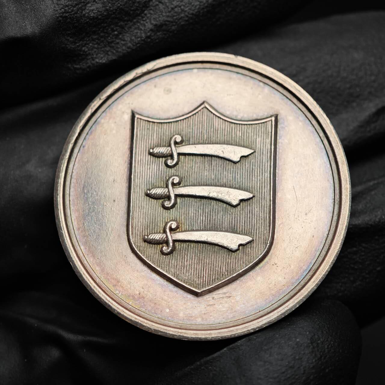 金瓯小拍第三期 古今币章 银价专场 英国大都会中学银章1914年 重20.2克直径32mm 镜面带刻字