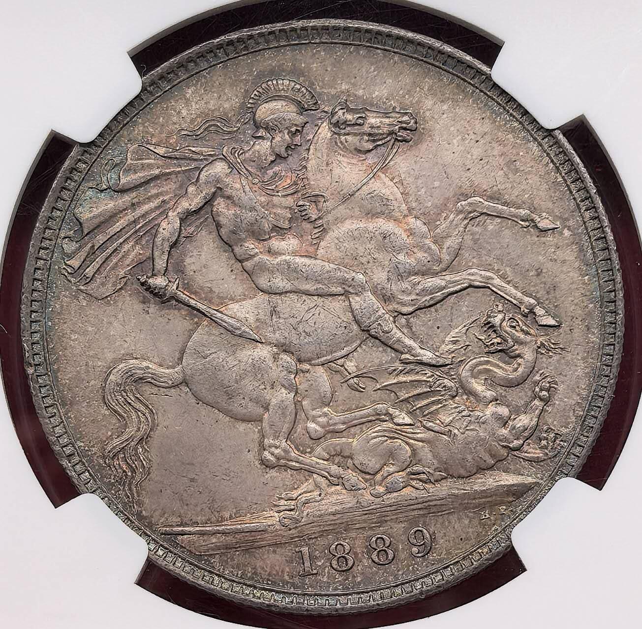 凡希社世界钱币微拍第三百十九期 荐！1889英国老维高冠马剑NGC-MS63，分数不算顶级但包浆绝对千里挑一，实物上手惊艳，请参考视频。