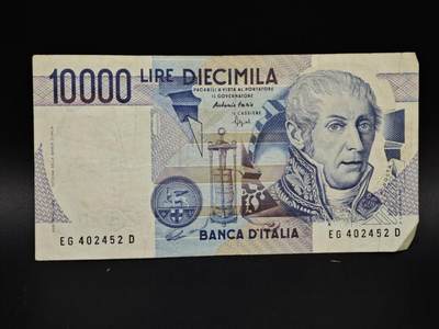 【淘币小摊】实时拍第八百五十四拍   无佣金福利纸币场   满百包邮可预留二周 每周一统一发货   - 意大利10000里拉纸币【有折】