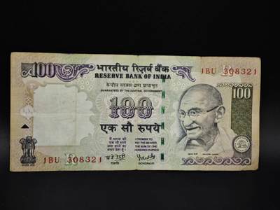 【淘币小摊】实时拍第八百五十四拍   无佣金福利纸币场   满百包邮可预留二周 每周一统一发货   - 印度100卢比纸币【有折】