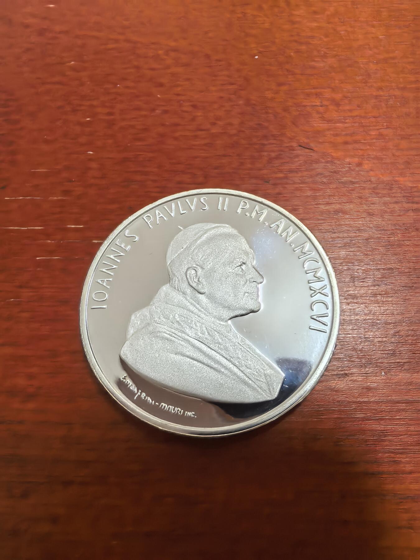 长老汇蛇年精选第九十五场拍卖 1996梵蒂冈保罗二世圣年2000年之耶稣传教10000里拉精制银币，22克835银，3万枚，克书80美金