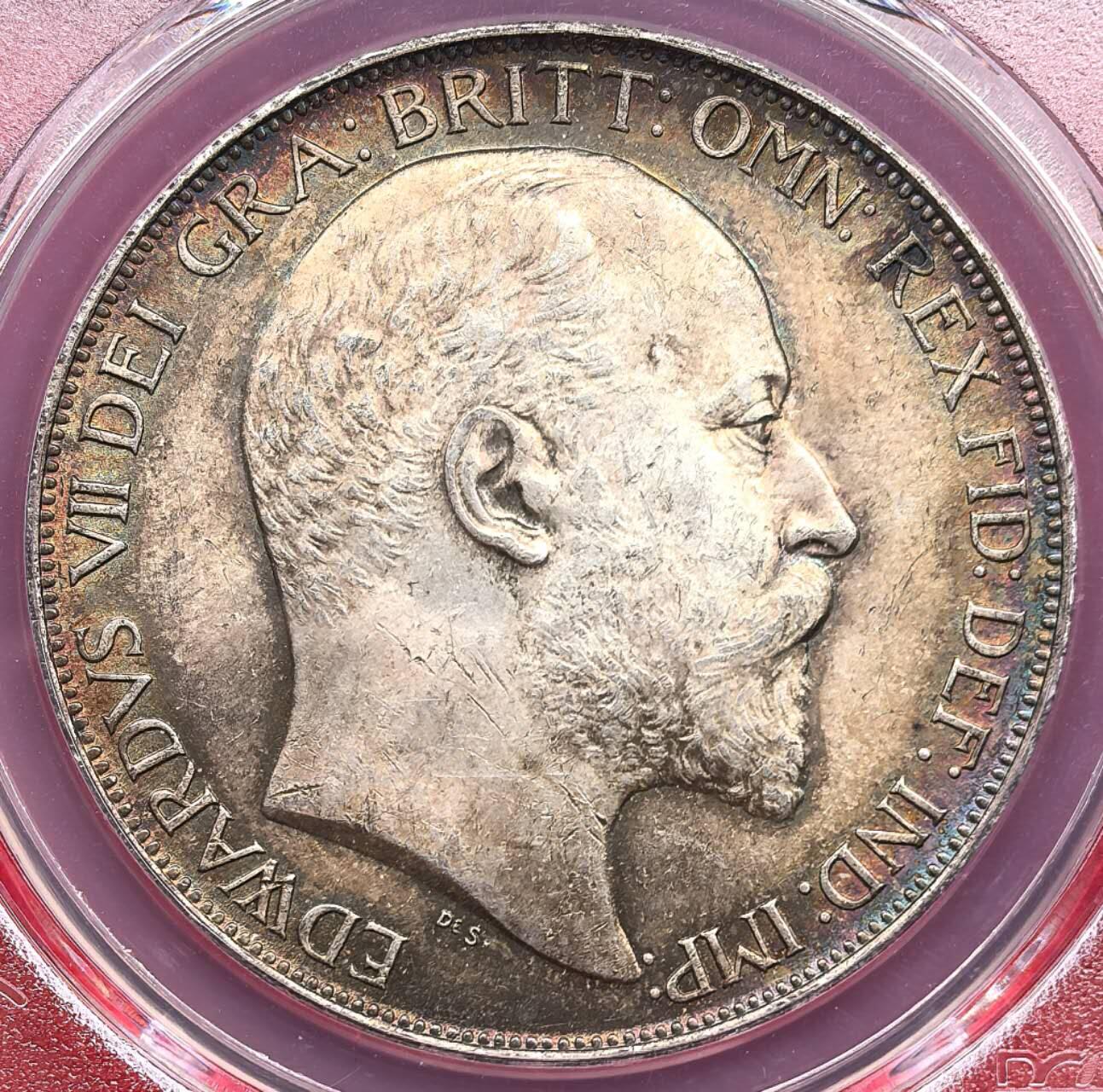 凡希社世界钱币微拍第三百十九期 1902英国爱七马剑大银PCGS-MS63，英伦五彩，光泽亮丽而富油润感，堪称养眼美物一件！（视频参考）