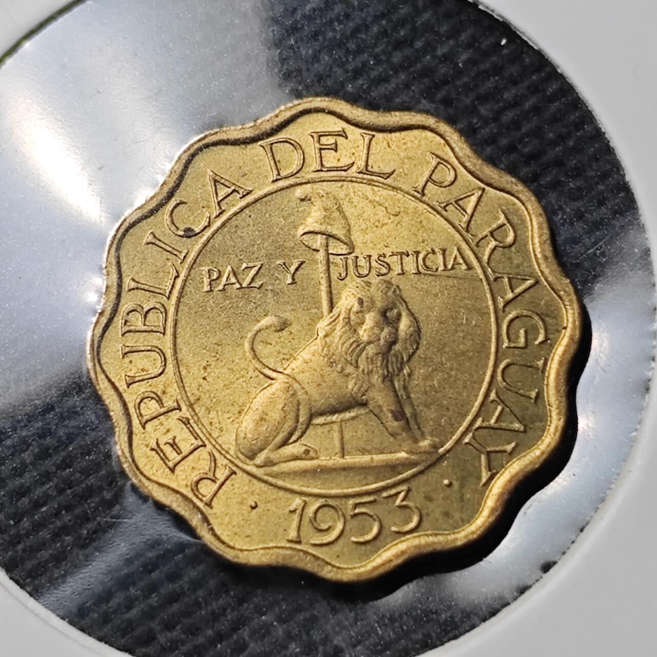 KK钱币收藏小铺  第389期  2月预留时间 周末发货  1953巴拉圭10分 好品