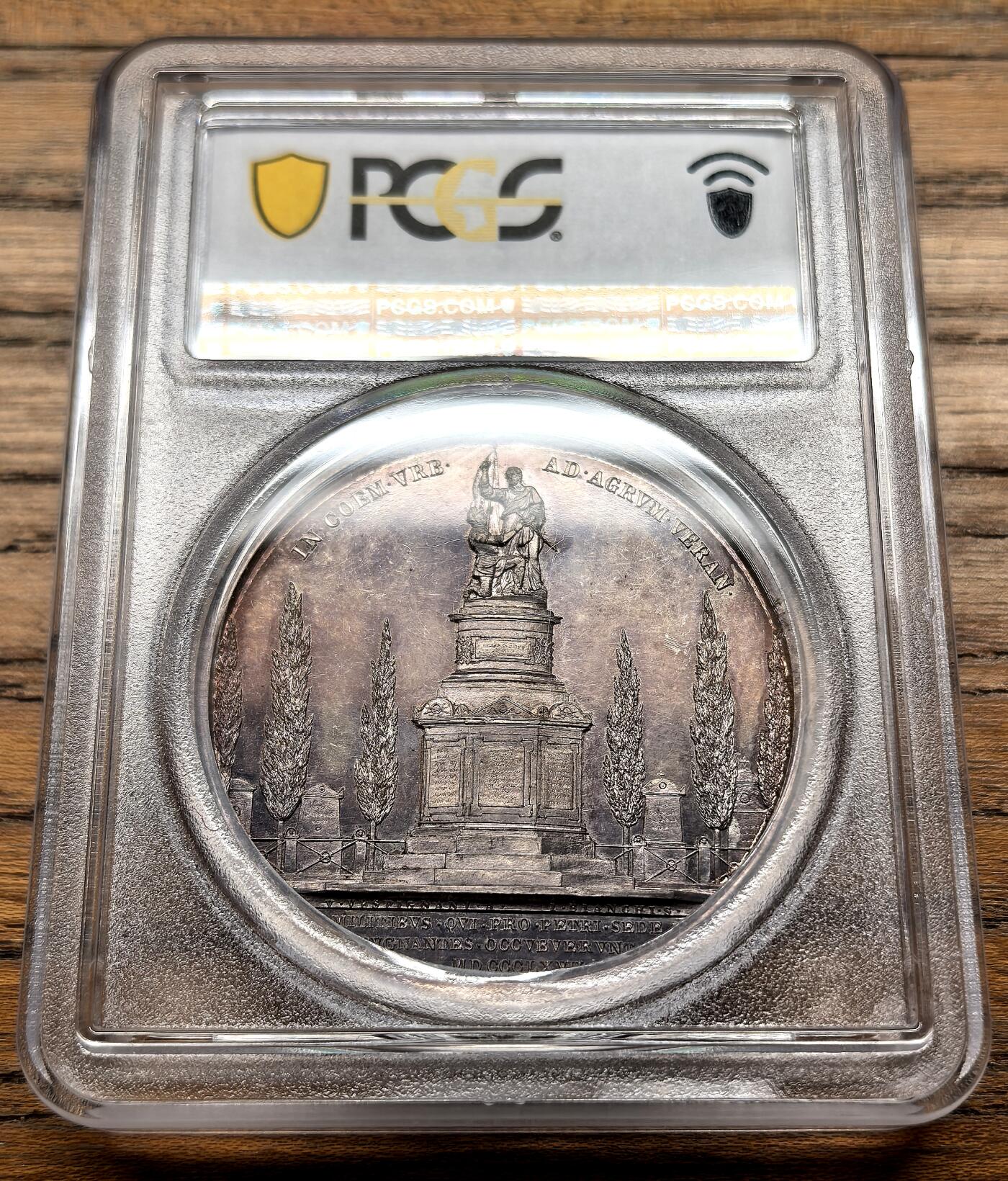 凡希社世界钱币微拍第三百十九期 1867梵蒂冈庇护九世保卫圣座牺牲的殉道者纪念银章PCGS-SP63+