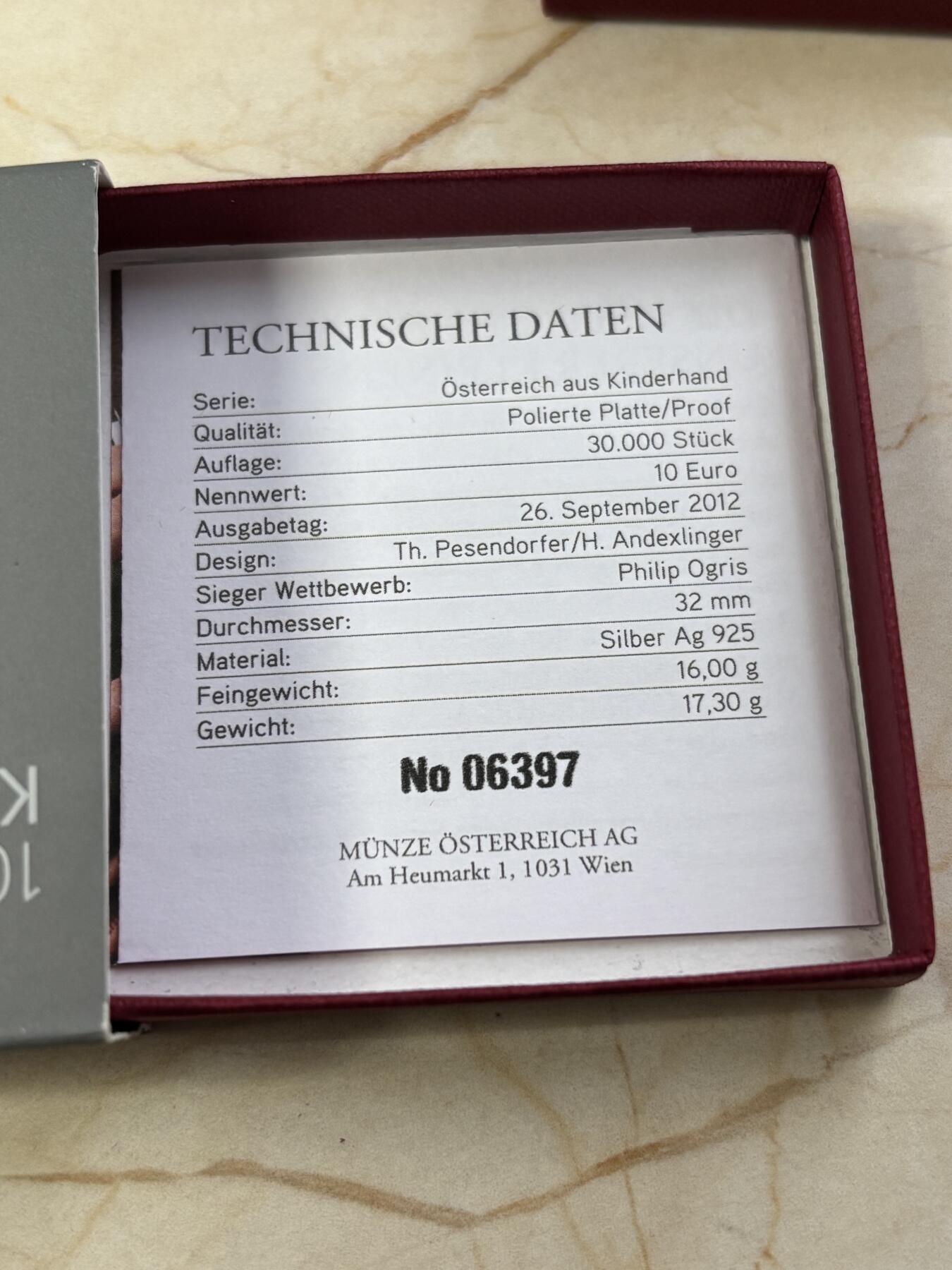 第189期拍卖 奥地利2012年联邦省系列-卡林西亚州精制纪念银币，925银，17.3克，发行30000枚