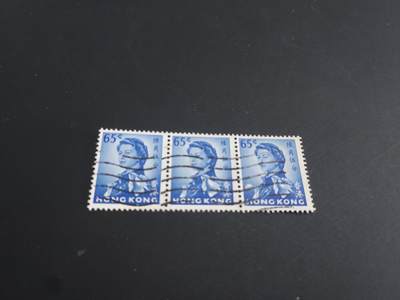 博彦收藏   1月31日 8点邮票专场 全场包邮 - 香港女皇军装65c 胆票旧票3连 上品