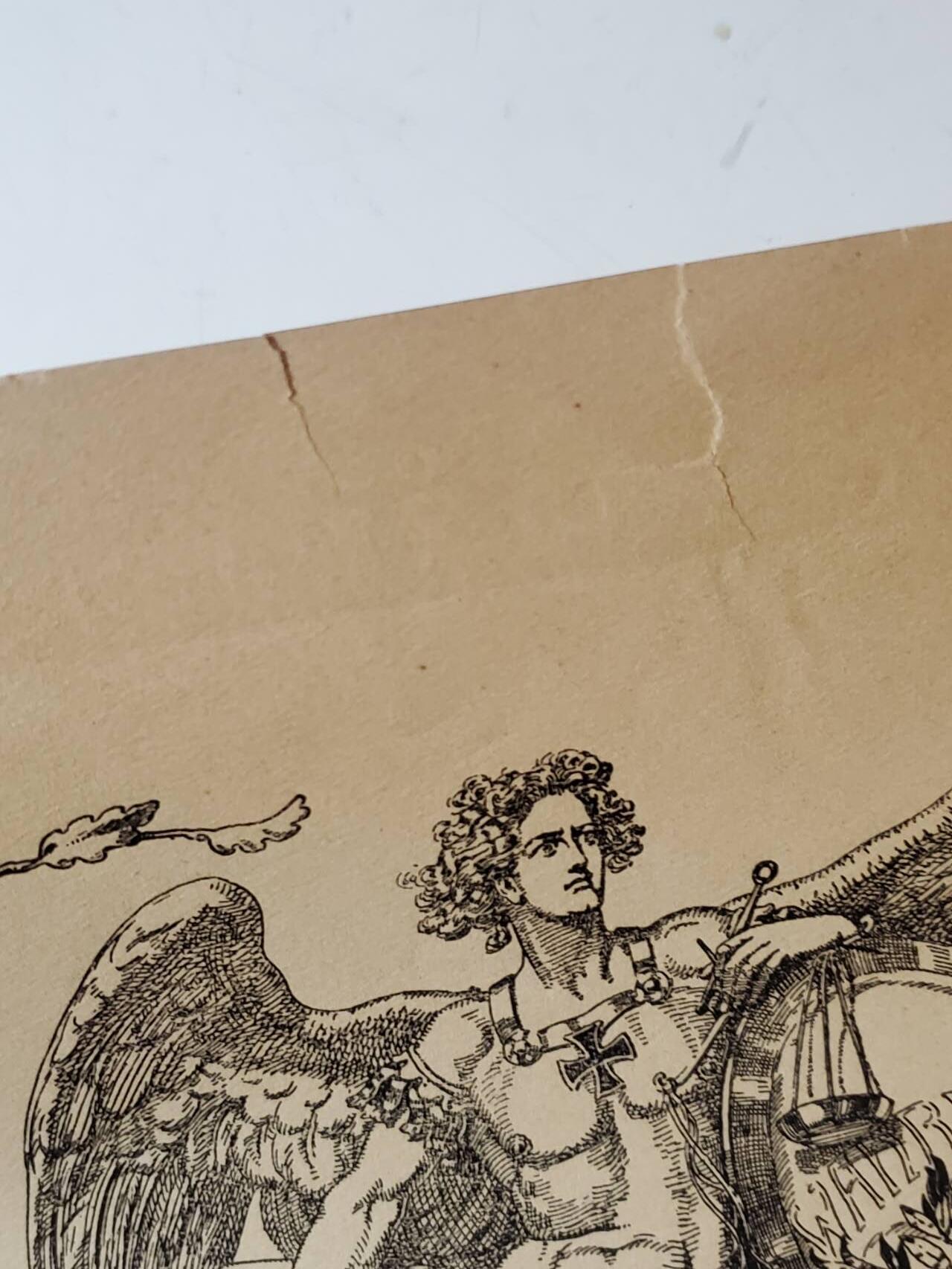 韵星假日拍卖第三十八期 -- Rimey Holidays Auction 38 魏玛德国为祖国服务奖章大证书 最出名的魏玛奖章之一 证书设计很好看 带有战斗天使和奖章图片 背后带有备注 少见