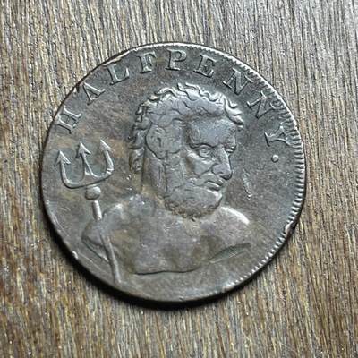 【铜匠收藏】★第140加场★精品老铜币 硬币专场 不寄存，200包邮。不满200元，支付5元运费。《接受代拍 代送NGC评级》 - 91【无寄存】1974 英国伦敦 捕鲸业 半便士代用币