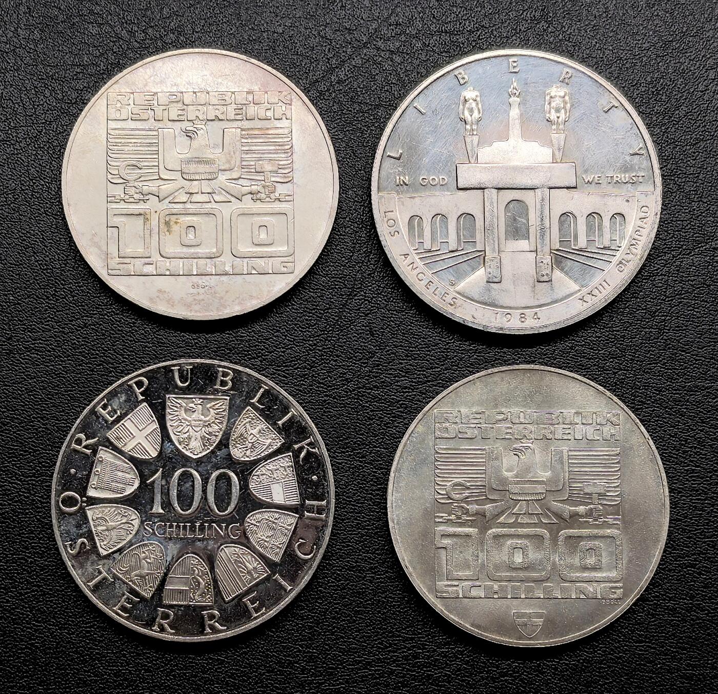 凡希社世界钱币微拍第三百十九期 美国奥地利克朗型大银四枚一组