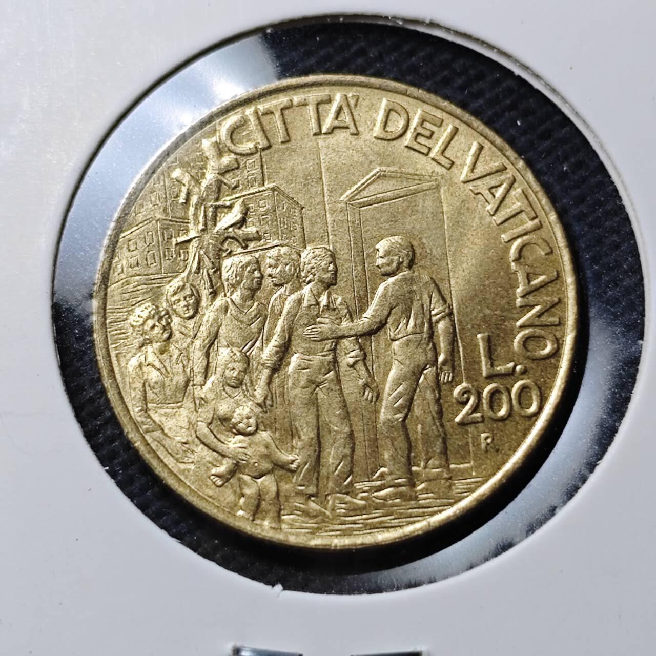 KK钱币收藏小铺  第389期  2月预留时间 周末发货  梵蒂冈200里拉 好品