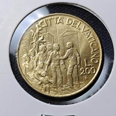 KK钱币收藏小铺  第389期  2月预留时间 周末发货 -  梵蒂冈200里拉 好品