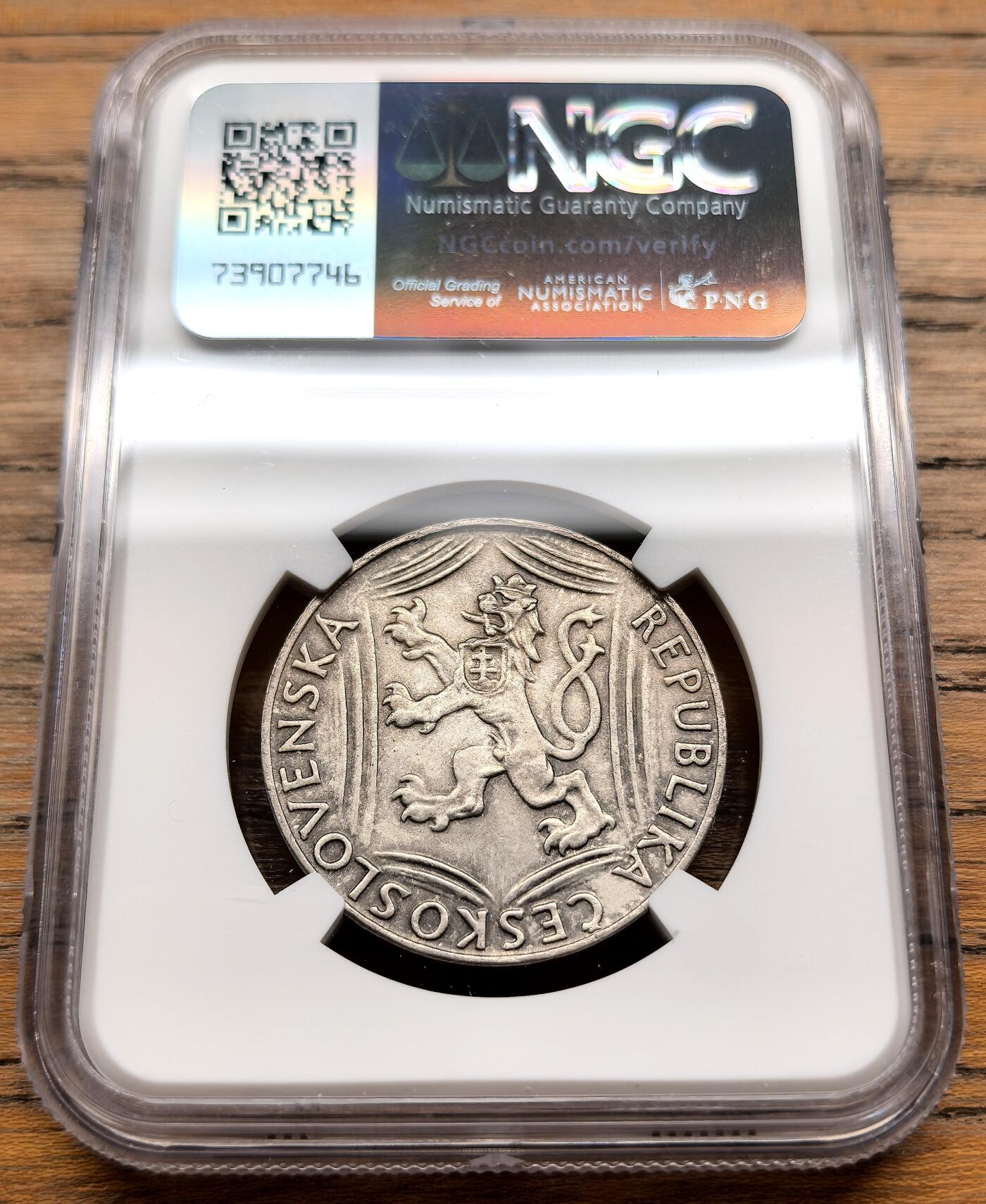 凡希社世界钱币微拍第三百十九期 1948捷克斯洛伐克独立三十周年纪念100K银币NGC-MS64