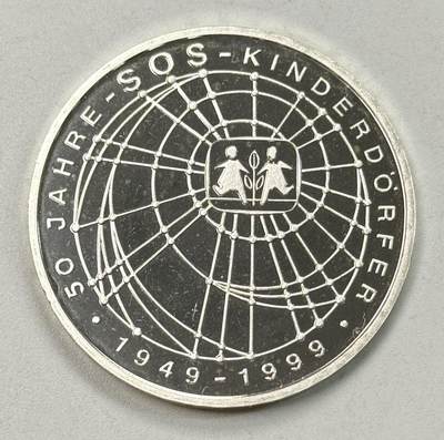 S&S Numismatic世界钱币-拍卖 第119期  - 德国1999年 SOS儿童村50周年 10马克精制纪念银币，15.5克925银，品相如图