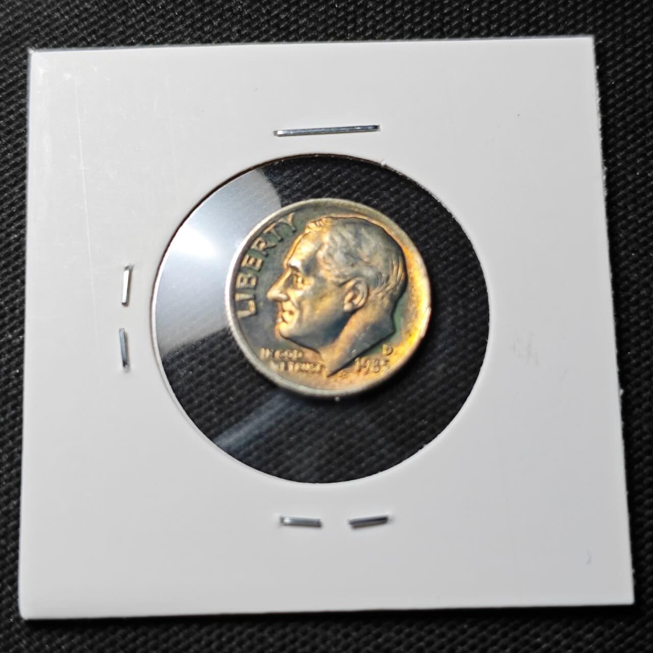 KK钱币收藏小铺  第389期  2月预留时间 周末发货  1985美国10分 拆卷品 