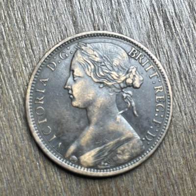 【铜匠收藏】★第140加场★精品老铜币 硬币专场 不寄存，200包邮。不满200元，支付5元运费。《接受代拍 代送NGC评级》 - 77【无寄存】1872 极美品 维多利亚 1便士 好品 铜币