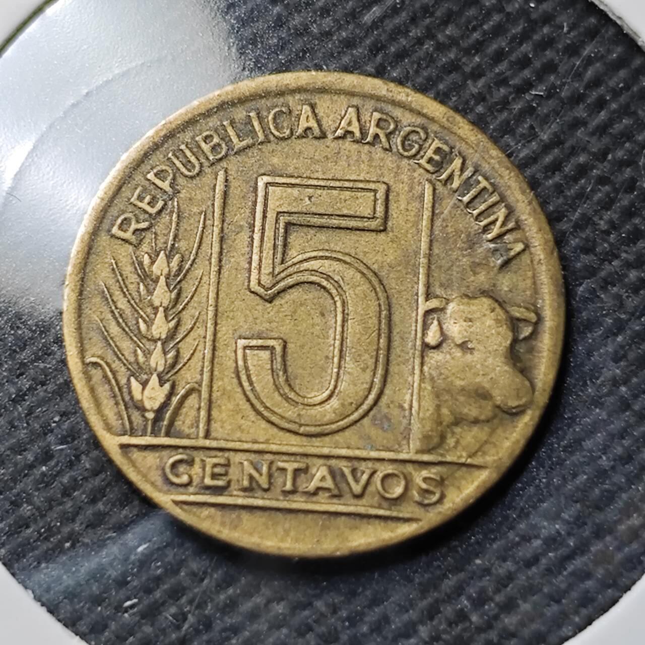 KK钱币收藏小铺  第389期  2月预留时间 周末发货  1948阿根廷5分铜币