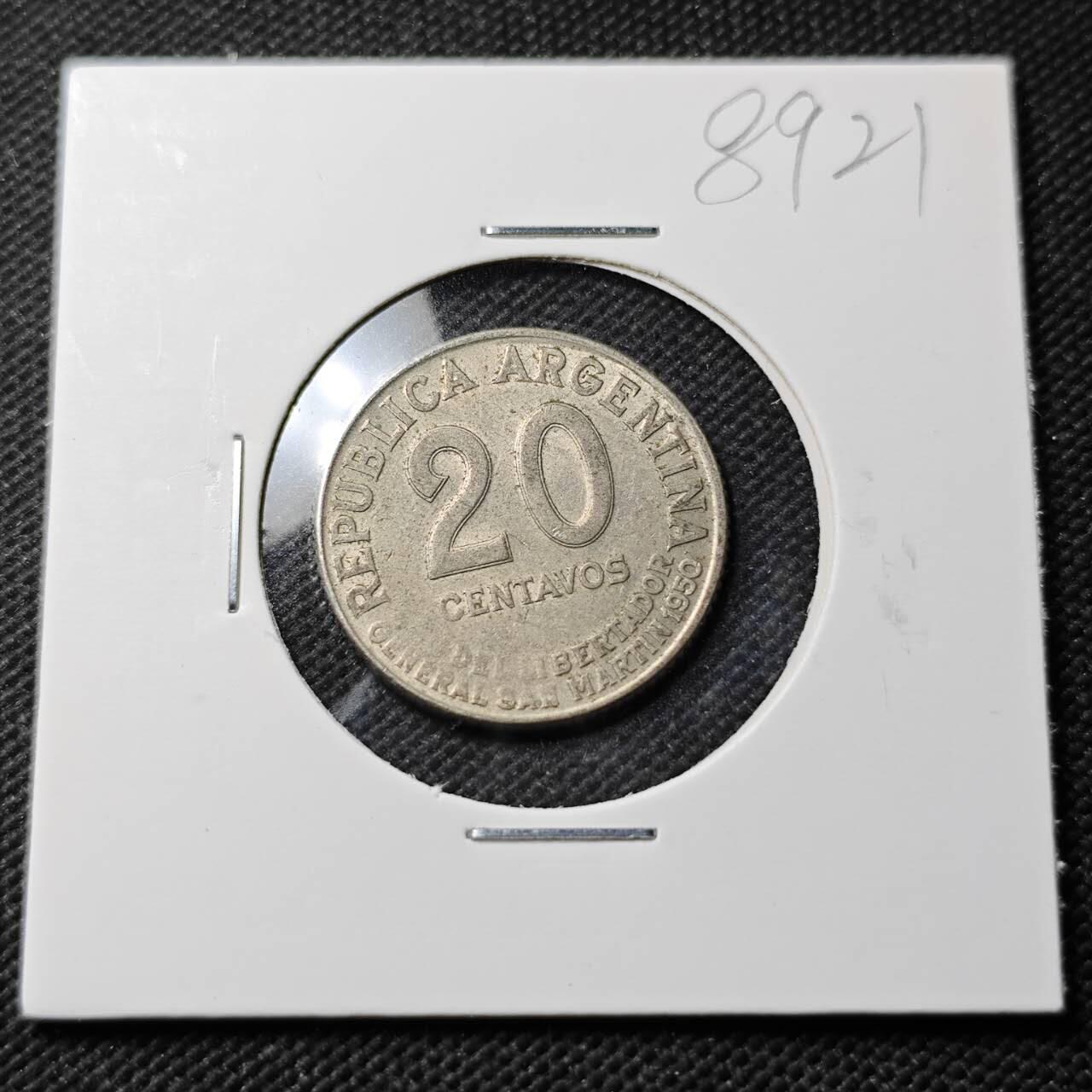 KK钱币收藏小铺  第389期  2月预留时间 周末发货 阿根廷20分纪念币 