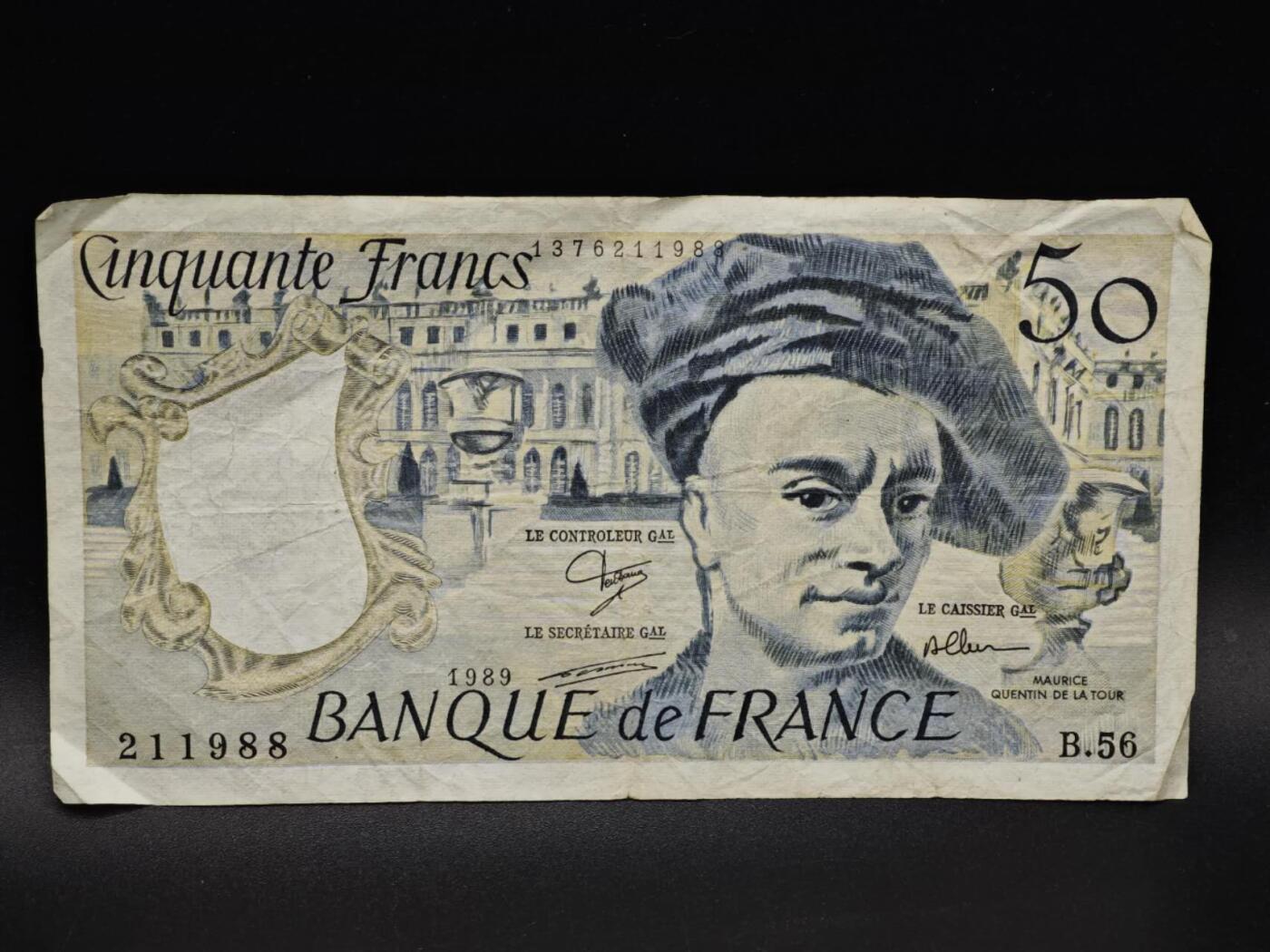 【淘币小摊】实时拍第八百五十四拍   无佣金福利纸币场   满百包邮可预留二周 每周一统一发货   法国50法郎纸币【有折】