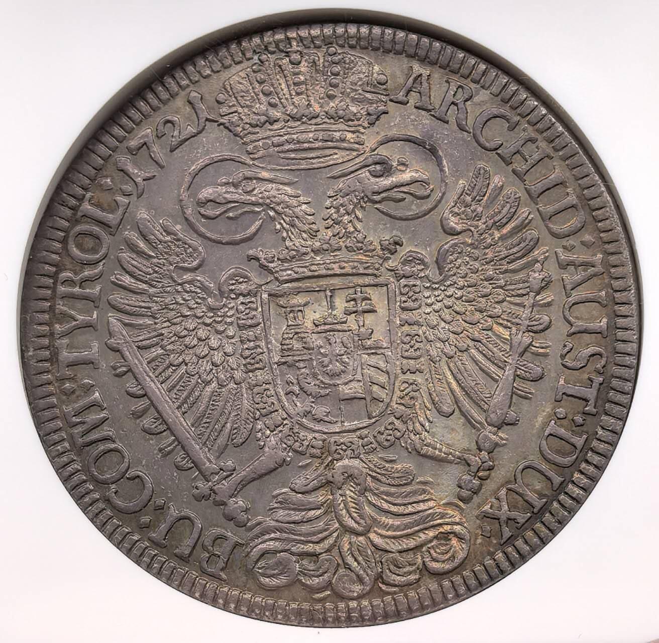 凡希社世界钱币微拍第三百十九期 荐！1721神罗卡尔六世长卷发戎装像泰勒大银蒂罗尔厂NGC-MS61，传世欧陆灰彩，哑光质地，一流的视觉美感，需上手实物感受，个人认为明显低评（附视频）