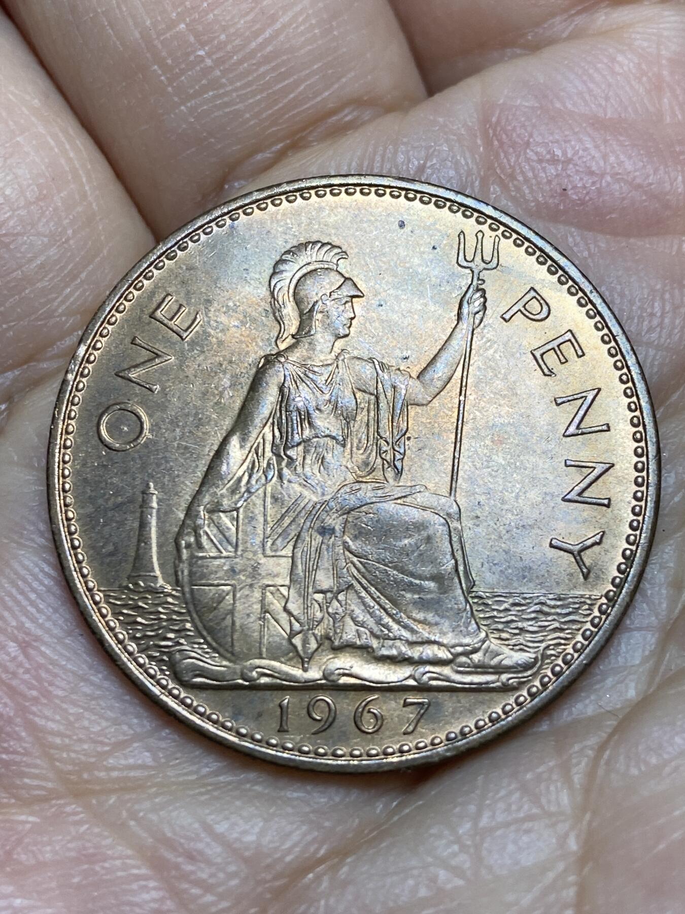 2026年第十五场(总第一百八十四场）外国好品散币场(免佣金) 原光好品–英国🇬🇧1967年1便士(伊丽莎白二世青年桂冠第二版，普制币关门年)