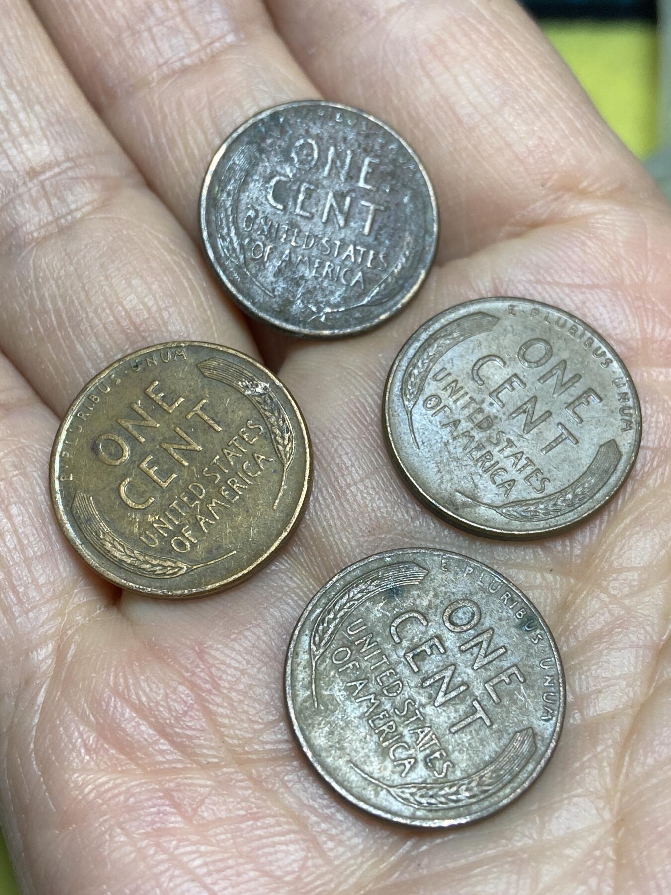 2026年第十五场(总第一百八十四场）外国好品散币场(免佣金) 早期麦穗图案–美国🇺🇸1分4枚：1955年，1957年(D版)，1945年，1919年(少见S版)