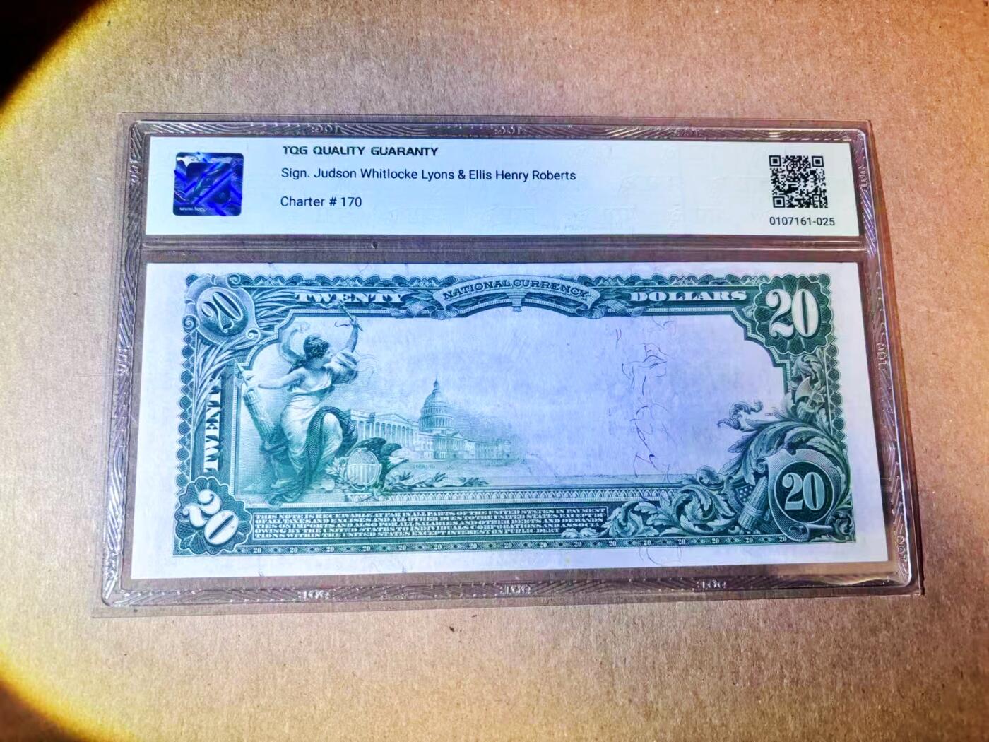 【Blue Auction】世界纸币精拍第779期——18级TOP拍卖/信誉/品质/专业/高效💫 【Fr.650首版 签名清晰少见 小雷达】美国1902年20美金 休·麦卡洛克 财政部与国会大厦 上边留有整版上一张的手签痕迹 区别于常见的褪色签名 TQG53