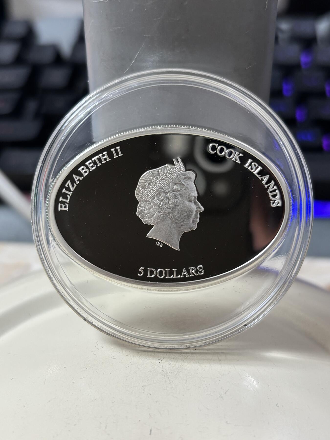 第189期拍卖 库克2013年海底沉船美国SS共和号椭圆彩色镶嵌银币25克，925银，发行1865枚