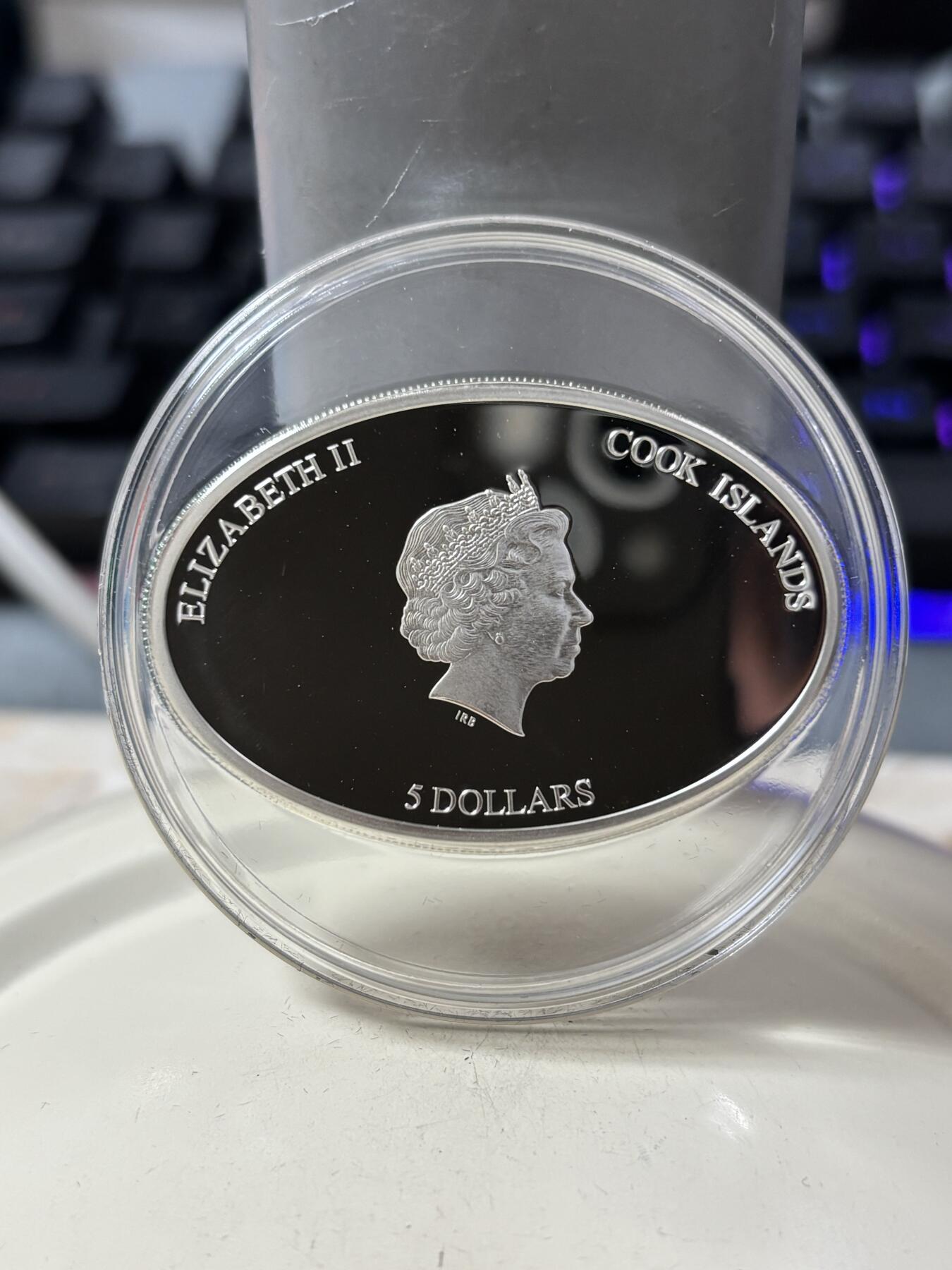 第189期拍卖 库克2013年海底沉船美国SS共和号椭圆彩色镶嵌银币25克，925银，发行1865枚