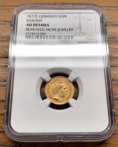 凡希社世界钱币微拍第三百十九期 - 1877E德国萨克森短翅鹰10马克金币NGC-AUD