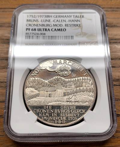 凡希社世界钱币微拍第三百十九期 - 1752德国不伦瑞克-吕内堡-卡伦堡-汉诺威克隆堡矿厂泰勒大银后铸NGC-PF68UC