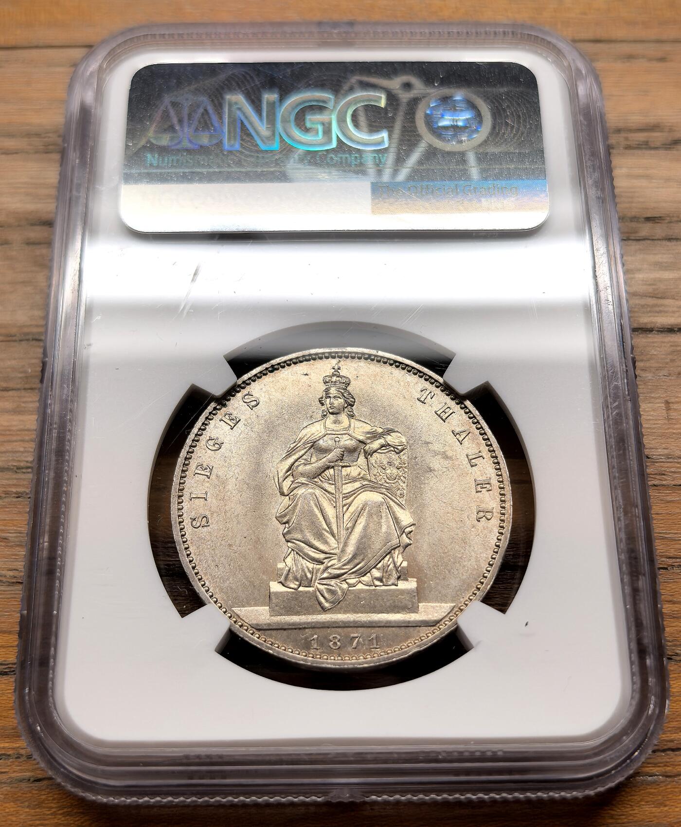 凡希社世界钱币微拍第三百十九期 1871A德国普鲁士胜利纪念泰勒NGC-MS62