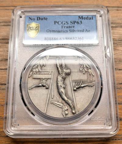 凡希社世界钱币微拍第三百十九期 - 十九世纪末法国体操运动镀银铜章PCGS-SP63
