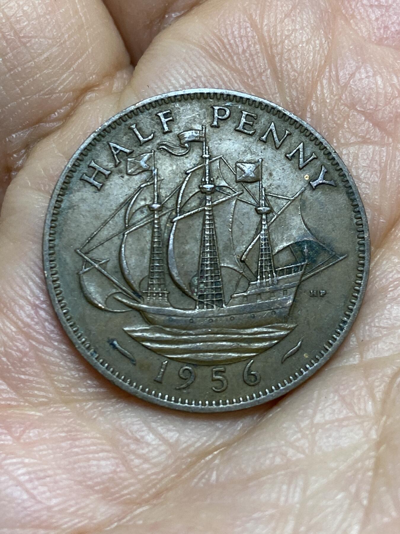 2026年第十五场(总第一百八十四场）外国好品散币场(免佣金) 英国🇬🇧1956年半便士(伊丽莎白二世青年桂冠第二版)