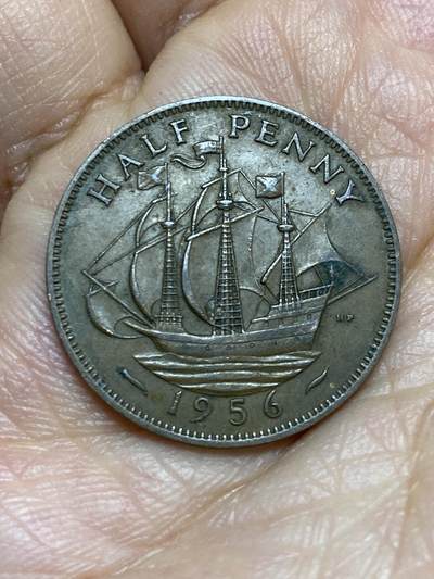 2026年第十五场(总第一百八十四场）外国好品散币场(免佣金) - 英国🇬🇧1956年半便士(伊丽莎白二世青年桂冠第二版)