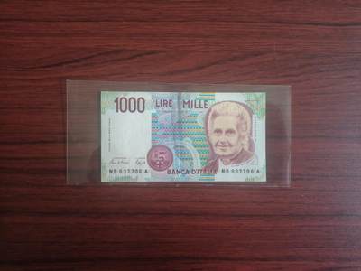 评级卡卡牌和纸币0元起拍（卡牌，纸币，送拍） - 意大利🇮🇹1000里拉，如图所示，灯下有斑，适合当个品种