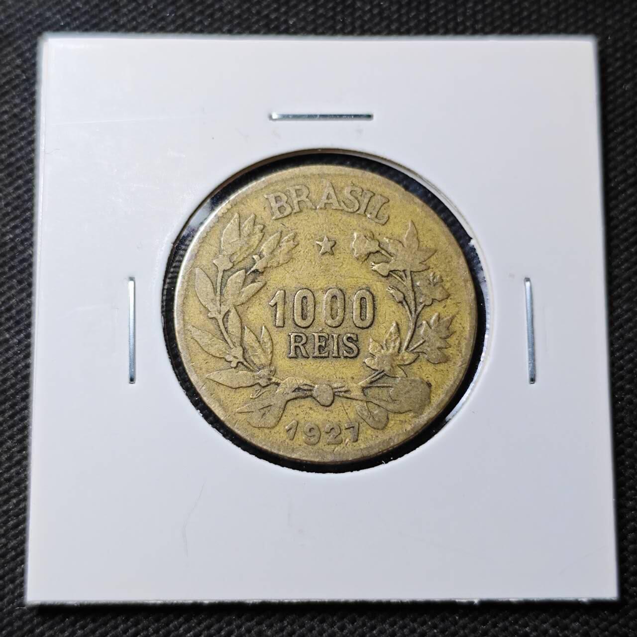 KK钱币收藏小铺  第389期  2月预留时间 周末发货  1927巴西1000瑞斯铜币