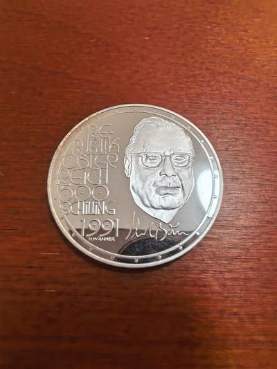 长老汇蛇年精选第九十五场拍卖 - 1991奥地利物理学家玻姆500先令精制银币，24克925银，稀少