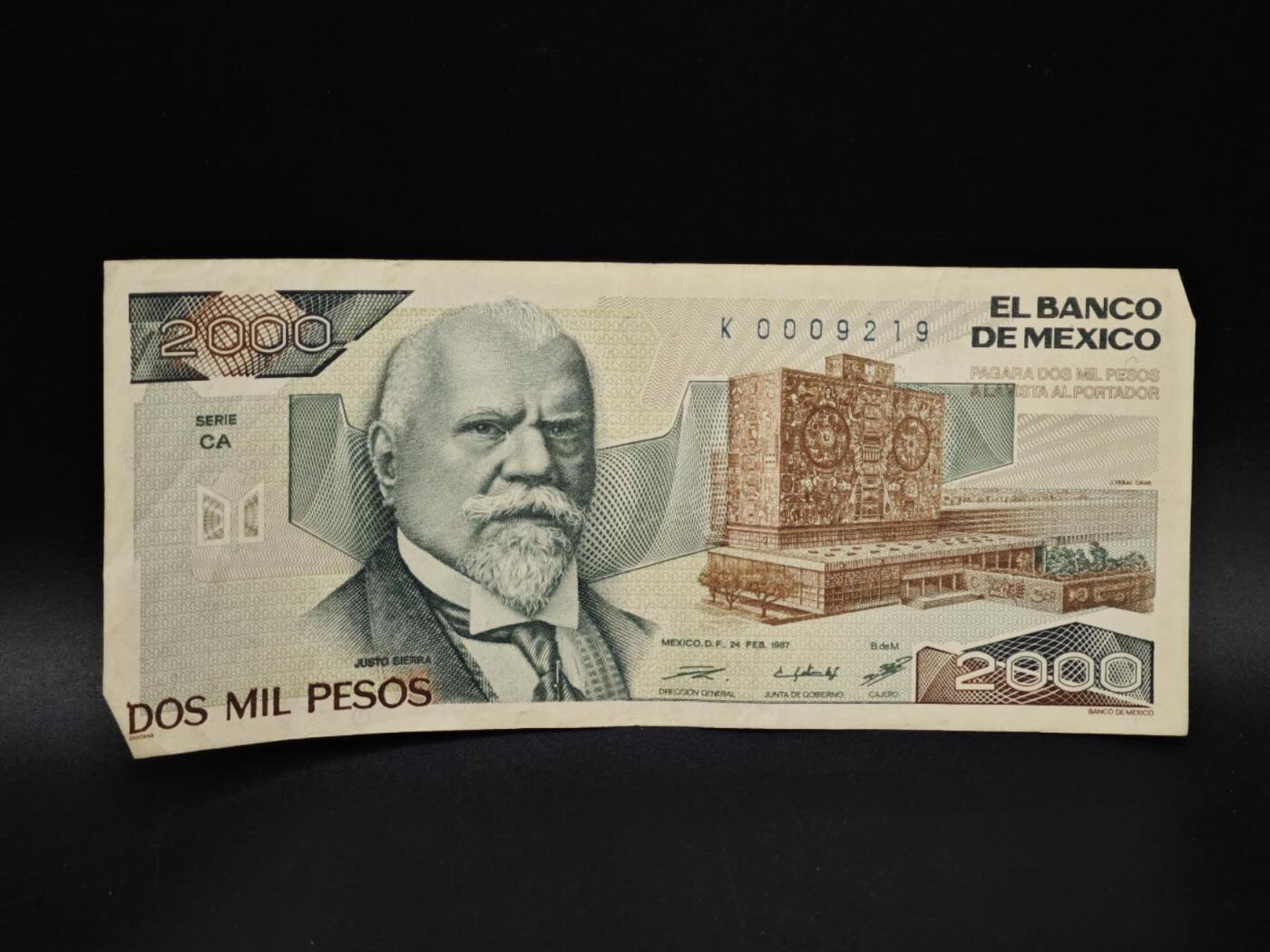 【淘币小摊】实时拍第八百五十四拍   无佣金福利纸币场   满百包邮可预留二周 每周一统一发货   墨西哥2000比索纸币【有折】